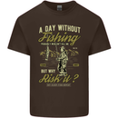 A Day Without Fishing Funny Fisherman Kids T-Shirt Childrens Chocolate
