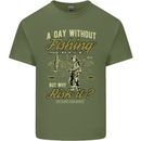 A Day Without Fishing Funny Fisherman Mens Cotton T-Shirt Tee Top Military Green