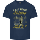A Day Without Fishing Funny Fisherman Mens Cotton T-Shirt Tee Top Navy Blue