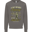 A Day Without Fishing Funny Fisherman Mens Sweatshirt Jumper Charcoal