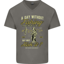 A Day Without Fishing Funny Fisherman Mens V-Neck Cotton T-Shirt Charcoal