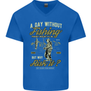 A Day Without Fishing Funny Fisherman Mens V-Neck Cotton T-Shirt Royal Blue