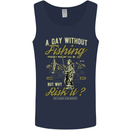 A Day Without Fishing Funny Fisherman Mens Vest Tank Top Navy Blue