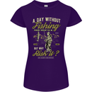 A Day Without Fishing Funny Fisherman Womens Petite Cut T-Shirt Purple