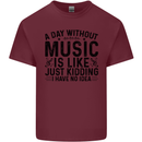 A Day Without Music Pop Rock Reggae Dance Mens Cotton T-Shirt Tee Top Maroon