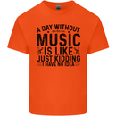 A Day Without Music Pop Rock Reggae Dance Mens Cotton T-Shirt Tee Top Orange