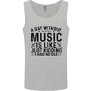 A Day Without Music Pop Rock Reggae Dance Mens Vest Tank Top Sports Grey
