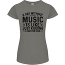 A Day Without Music Pop Rock Reggae Dance Womens Petite Cut T-Shirt Charcoal