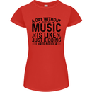 A Day Without Music Pop Rock Reggae Dance Womens Petite Cut T-Shirt Red
