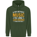 A Day Without Music Tekno Hip Hop Metal Childrens Kids Hoodie Forest Green