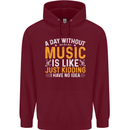 A Day Without Music Tekno Hip Hop Metal Childrens Kids Hoodie Maroon