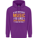 A Day Without Music Tekno Hip Hop Metal Childrens Kids Hoodie Purple