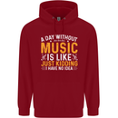 A Day Without Music Tekno Hip Hop Metal Childrens Kids Hoodie Red