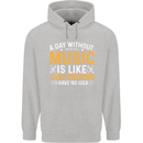 A Day Without Music Tekno Hip Hop Metal Childrens Kids Hoodie Sports Grey