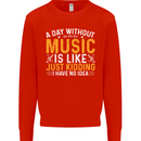 A Day Without Music Tekno Hip Hop Metal Kids Sweatshirt Jumper Bright Red