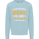 A Day Without Music Tekno Hip Hop Metal Kids Sweatshirt Jumper Light Blue