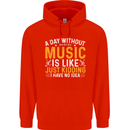 A Day Without Music Tekno Hip Hop Metal Mens 80% Cotton Hoodie Bright Red