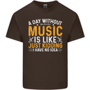 A Day Without Music Tekno Hip Hop Metal Mens Cotton T-Shirt Tee Top Dark Chocolate