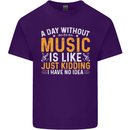 A Day Without Music Tekno Hip Hop Metal Mens Cotton T-Shirt Tee Top Purple