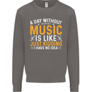 A Day Without Music Tekno Hip Hop Metal Mens Sweatshirt Jumper Charcoal