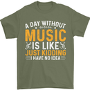 A Day Without Music Tekno Hip Hop Metal Mens T-Shirt 100% Cotton Military Green