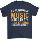 A Day Without Music Tekno Hip Hop Metal Mens T-Shirt 100% Cotton Navy Blue