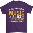 A Day Without Music Tekno Hip Hop Metal Mens T-Shirt 100% Cotton Purple