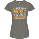 A Day Without Music Tekno Hip Hop Metal Womens Petite Cut T-Shirt Charcoal