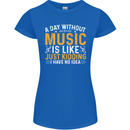 A Day Without Music Tekno Hip Hop Metal Womens Petite Cut T-Shirt Royal Blue