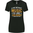 A Day Without Music Tekno Hip Hop Metal Womens Wider Cut T-Shirt Black