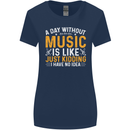 A Day Without Music Tekno Hip Hop Metal Womens Wider Cut T-Shirt Navy Blue