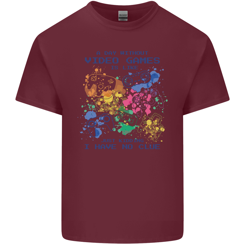 A Day Without Video Games Mens Cotton T-Shirt Tee Top Maroon