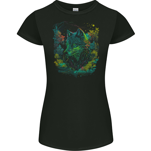 A Fantasy Wolf in the Forest Mens Womens Kids Unisex Black Womens Junior Fit