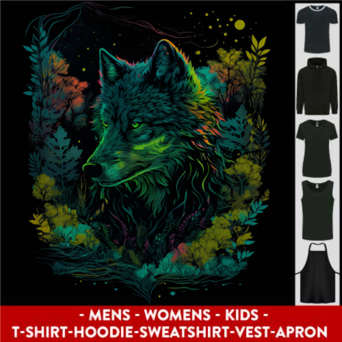A Fantasy Wolf in the Forest Mens Womens Kids Unisex Main Image