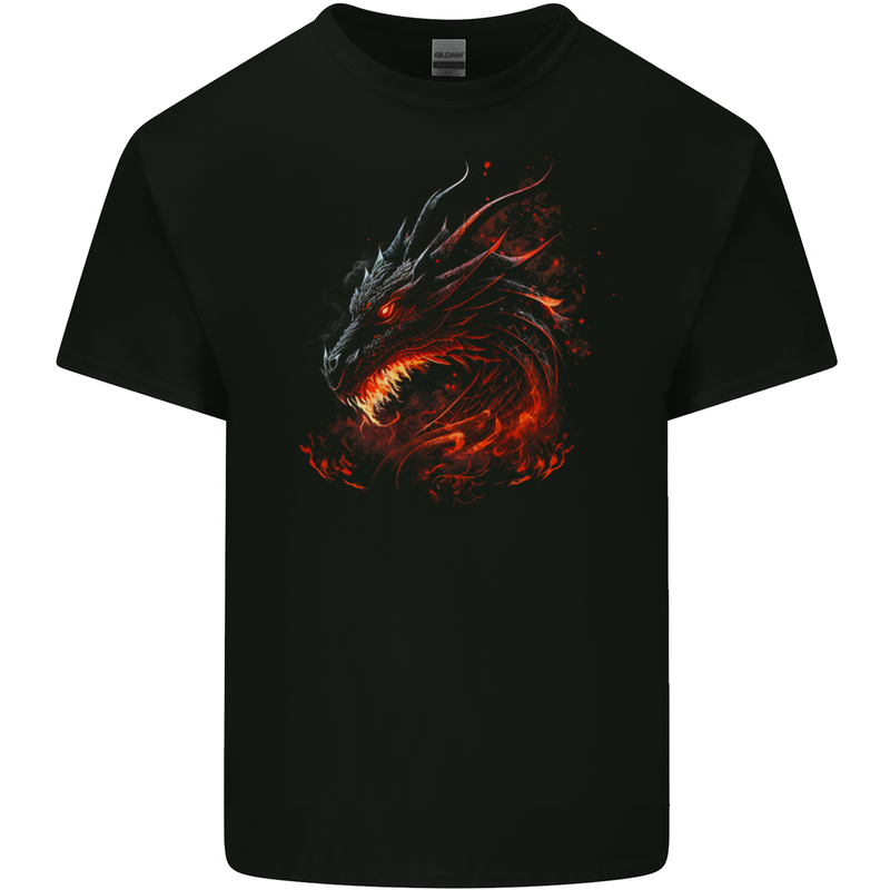 A Fierce Dragon Fantasy Art Mens Cotton T-Shirt Tee Top BLACK