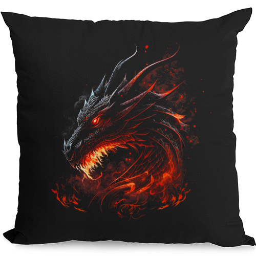 A Fierce Dragon Fantasy Art Mens Womens Kids Unisex Black Cushion Cover