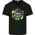 A Filthy Vegan Mens V-Neck Cotton T-Shirt Black