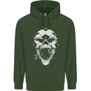 A Football Skull Footy Soccer Mens 80% Cotton Hoodie Forest Green