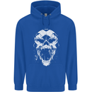 A Football Skull Footy Soccer Mens 80% Cotton Hoodie Royal Blue