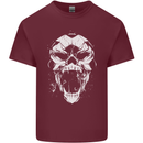A Football Skull Footy Soccer Mens Cotton T-Shirt Tee Top Maroon