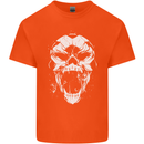 A Football Skull Footy Soccer Mens Cotton T-Shirt Tee Top Orange
