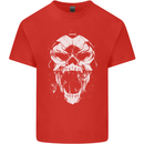 A Football Skull Footy Soccer Mens Cotton T-Shirt Tee Top Red