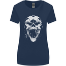 A Football Skull Footy Soccer Womens Wider Cut T-Shirt Navy Blue