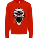 A Football Skull Soccer Footy Kids Sweatshirt Jumper Bright Red