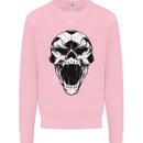 A Football Skull Soccer Footy Kids Sweatshirt Jumper Light Pink
