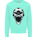 A Football Skull Soccer Footy Kids Sweatshirt Jumper Peppermint