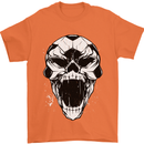 A Football Skull Soccer Footy Mens T-Shirt 100% Cotton Orange