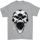 A Football Skull Soccer Footy Mens T-Shirt 100% Cotton Sports Grey