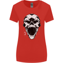 A Football Skull Soccer Footy Womens Wider Cut T-Shirt Red