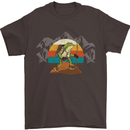 A Frog Hiking in the Mountains Trekking Mens T-Shirt Cotton Gildan Dark Chocolate
